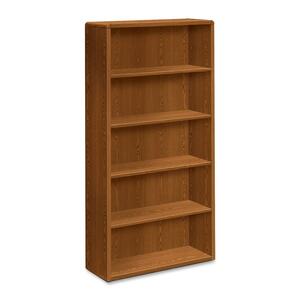 HON Sturdy Bookcase - 36" x 13" x 71" - Particleboard - 5 x Shelf(ves) - Abrasion Resistant, Stain Resistant, Warp Resistant, Stackable - Medium Oak