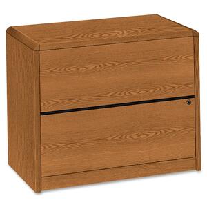 HON 10600 Series 2-Drawer Lateral File - 36" x 20" x 29.62" - Wood - 2 x File Drawer(s) - Security Lock, Abrasion Resistant, Stain Resistant, Warp Resistant, Leveling Glide - Medium Oak