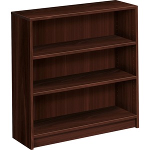 HON 1870 Series Laminate Bookcase - 36" x 11.5" x 36" - Hardboard, Wood, Particleboard - 3 x Shelf(ves) - Stain Resistant, Abrasion Resistant, Leveling Glide - Mahogany