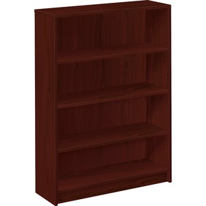 HON 1870 Series Laminate Bookcase - 36" x 11.5" x 49" - Wood, Hardboard, Particleboard - 4 x Shelf(ves) - Abrasion Resistant, Stain Resistant, Leveling Glide - Mahogany
