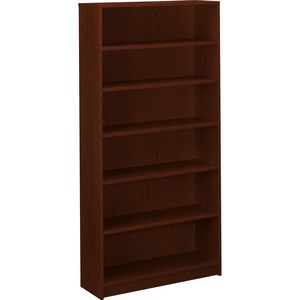 HON 1870 Series Laminate Bookcase - 36" x 11.5" x 73" - Wood, Hardboard, Particleboard - 6 x Shelf(ves) - Stain Resistant, Abrasion Resistant, Leveling Glide - Mahogany