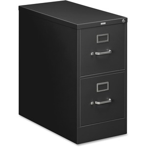 HON 210 Series Locking Vertical Filing Cabinet - 15" x 28.5" x 29" - Metal - 2 Drawer(s) - Letter - Security Lock - Black