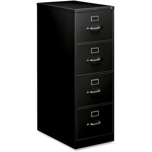 HON 210 Series Locking Vertical Filing Cabinet - 18.25" x 28.5" x 52" - Metal - 4 Drawer(s) - Legal - Security Lock - Black