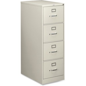 HON 210 Series Locking Vertical Filing Cabinet - 18.25" x 28.5" x 52" - Metal - 4 Drawer(s) - Legal - Security Lock - Light Gray