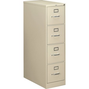 HON 210 Series Locking Vertical Filing Cabinet - 15" x 28.5" x 52" - Metal - 4 Drawer(s) - Letter - Security Lock - Putty