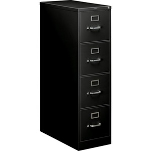 HON 210 Series Locking Vertical Filing Cabinet - 15" x 28.5" x 52" - Metal - 4 Drawer(s) - Letter - Security Lock - Black