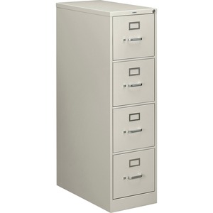 HON 210 Series Locking Vertical Filing Cabinet - 15" x 28.5" x 52" - Metal - 4 Drawer(s) - Letter - Security Lock - Light Gray