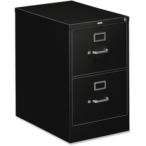 HON 310 Series Vertical Files with Lock - 18.25" x 26.5" x 29" - Metal - 2 x File Drawer(s) - Security Lock, Rust Resistant - Black