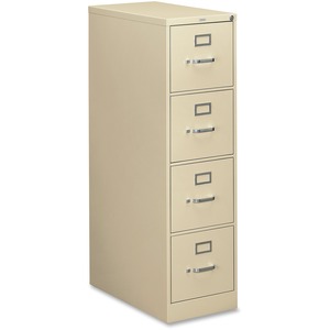 HON 310 Series Vertical File With Lock - 15" x 26.5" x 52" - Metal - 4 x File Drawer(s) - Letter - Security Lock, Rust Resistant - Putty