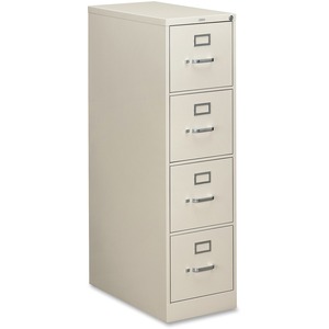 HON 310 Series Vertical File With Lock - 15" x 26.5" x 52" - Metal - 4 x File Drawer(s) - Letter - Security Lock, Rust Resistant - Light Gray