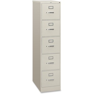 HON 310 Series Vertical File With Lock - 15" x 26.5" x 60" - Metal - 5 x File Drawer(s) - Letter - Security Lock, Rust Resistant - Light Gray