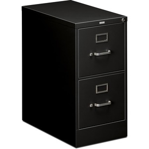 HON 510 Series Vertical File With Lock - 15" x 25" x 29" - Steel - 2 x File Drawer(s) - Letter - Security Lock - Black
