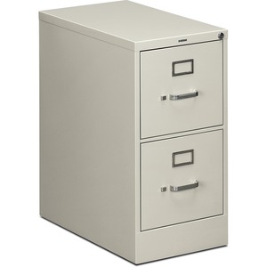 HON 510 Series Vertical File With Lock - 15" x 25" x 29" - Steel - 2 x File Drawer(s) - Letter - Security Lock - Light Gray