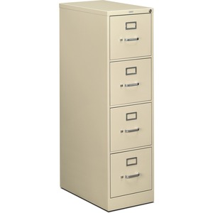 HON 510 Series Vertical File With Lock - 15" x 25" x 52" - Steel - 4 x File Drawer(s) - Letter - Security Lock - Putty