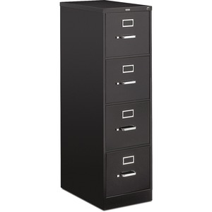 HON 510 Series Vertical File With Lock - 15" x 25" x 52" - Steel - 4 x File Drawer(s) - Letter - Security Lock - Black