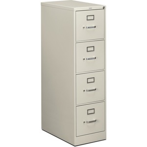 HON 510 Series Vertical File With Lock - 15" x 25" x 52" - Steel - 4 x File Drawer(s) - Letter - Security Lock - Light Gray