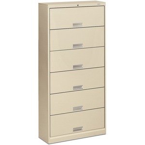 HON 600 Series Shelf File - 36" x 13.75" x 76" - Steel - 6 x Shelf(ves) - Letter - Security Lock, Leveling Glide, Rust Resistant - Putty