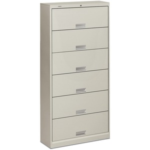 HON 600 Series Shelf File - 36" x 13.75" x 76" - Steel - 6 x Shelf(ves) - Letter - Security Lock, Leveling Glide, Rust Resistant - Light Gray