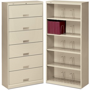 600 Series 6 Shelf Putty Open File Cabinet