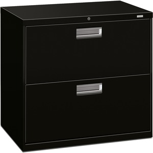 HON 600 Series Standard Lateral File With Lock - 30" x 19.25" x 28.37" - Steel - 2 x File Drawer(s) - Legal, Legal - Interlocking, Leveling Glide - Black