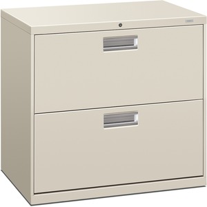 HON 600 Series Standard Lateral File With Lock - 30" x 19.25" x 28.37" - Steel - 2 x File Drawer(s) - Legal, Letter - Interlocking, Leveling Glide - Gray