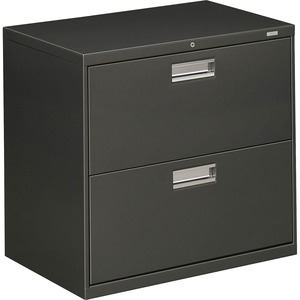 HON 600 Series Standard Lateral File With Lock - 30" x 19.25" x 28.37" - Steel - 2 x File Drawer(s) - Legal, Letter - Interlocking, Leveling Glide - Charcoal