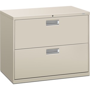 HON 600 Series Standard Lateral File With Lock - 36" x 19.25" x 28.37" - Steel - 2 x File Drawer(s) - Legal, Letter - Interlocking, Leveling Glide - Gray