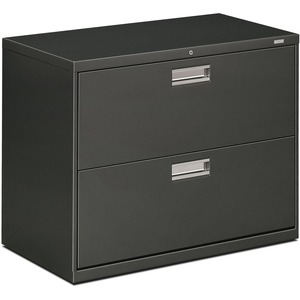 HON 600 Series Standard Lateral File With Lock - 36" x 19.25" x 28.37" - Steel - 2 x File Drawer(s) - Legal, Letter - Interlocking, Leveling Glide - Charcoal