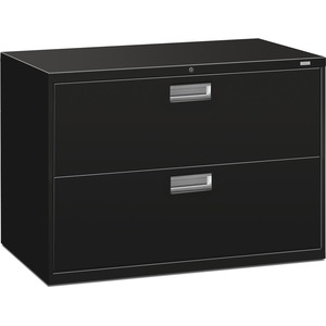 HON 600 Series Standard Lateral File With Lock - 42" x 19.25" x 28.37" - Steel - 2 x File Drawer(s) - Legal, Letter - Interlocking, Leveling Glide - Black
