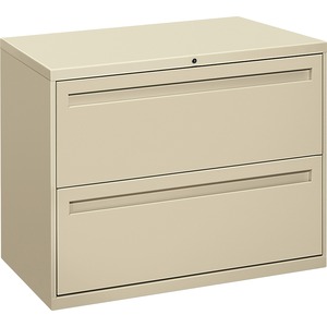 HON 700 Series Lateral File With Lock - 36" x 19.25" x 28.37" - Steel - 2 x File Drawer(s) - Legal, Letter - Interlocking - Putty