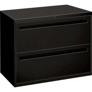 HON 700 Series Lateral File With Lock - 36" x 19.25" x 28.37" - Steel - 2 x File Drawer(s) - Legal, Letter - Interlocking - Black