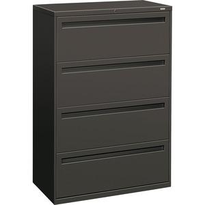 HON 700 Series Lateral File With Lock - 36" x 19.25" x 53" - Steel - 4 x File Drawer(s) - Legal, Letter - Interlocking - Charcoal