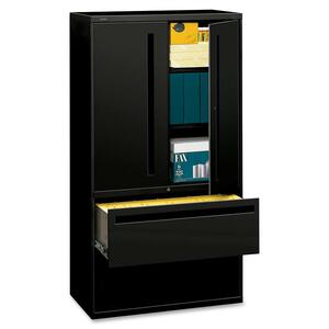 HON 700 Series Lateral File With Storage Case - 36" x 19.25" x 67" - Steel - 2 x Shelf(ves) - 5 Drawer(s) - Legal, Letter - Black