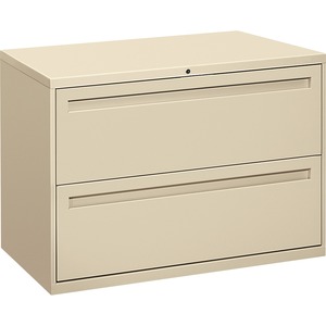 HON 700 Series Lateral File With Lock - 42" x 19.25" x 28.37" - Steel - 2 x File Drawer(s) - Legal, Letter - Interlocking - Putty