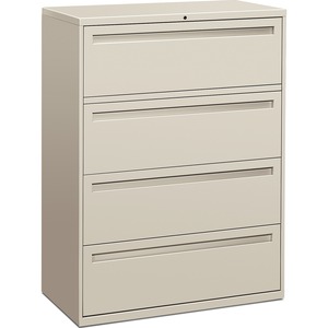 HON 700 Series Lateral File With Lock - 42" x 19.25" x 53" - Steel - 4 x File Drawer(s) - Legal, Letter - Interlocking - Light Gray