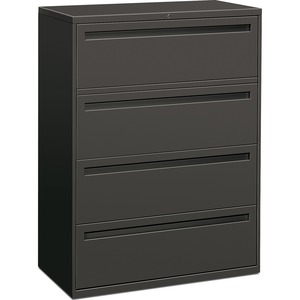 HON 700 Series Lateral File With Lock - 42" x 19.25" x 53" - Steel - 4 x File Drawer(s) - Letter, Legal - Interlocking - Charcoal