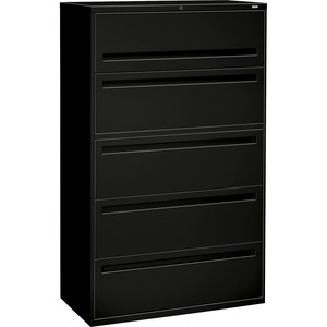 HON 700 Series Lateral File With Lock - 42" x 19.25" x 67" - Metal - 2 x Shelf(ves) - 4 Drawer(s) - Legal, Letter - Interlocking - Black