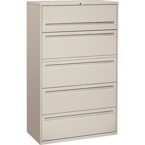 HON 700 Series Lateral File With Lock - 42" x 19.25" x 67" - Steel - 2 x Shelf(ves) - 4 Drawer(s) - Legal, Letter - Interlocking - Light Gray