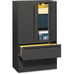 HON 700 Series Lateral File With Storage Case - 42" x 19.25" x 67" - Steel - 2 x Shelf(ves) - 5 x File Drawer(s) - Legal, Letter - Interlocking - Charcoal