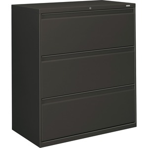 HON 800 Series Lateral File - 36" x 19.25" x 41" - Steel - 3 x File Drawer(s) - Legal, Letter - Interlocking - Charcoal