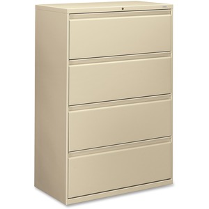 HON 800 Series Lateral File - 36" x 19.25" x 53" - Steel - 4 x File Drawer(s) - Letter, Legal - Interlocking - Putty