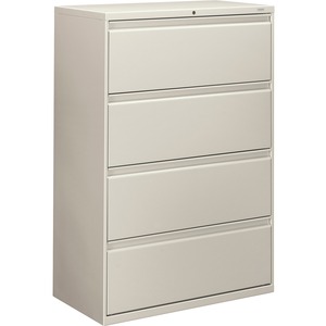 HON 800 Series Lateral File - 36" x 19.25" x 53" - Steel - 4 x File Drawer(s) - Legal, Letter - Interlocking - Light Gray