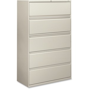 HON 800 Series Full-Pull Locking Lateral File - 42" x 19.25" x 67" - Steel - 2 x Shelf(ves) - 5 x File Drawer(s) - Legal, Letter - Interlocking - Light Gray