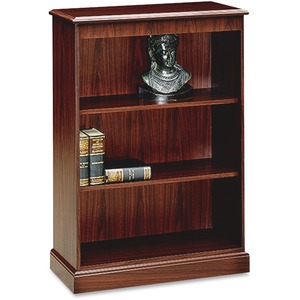 HON 94000 Series Laminate Bookcase - 36" x 14.31" x 50" - 3 x Shelf(ves) - Abrasion Resistant, Stain Resistant, Leveling Glide, Security Lock - Mahogany
