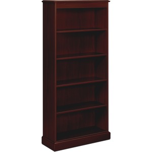 HON 94000 Series Laminate Bookcase - 36" x 14.31" x 78" - 5 x Shelf(ves) - Abrasion Resistant, Stain Resistant, Leveling Glide, Security Lock - Mahogany