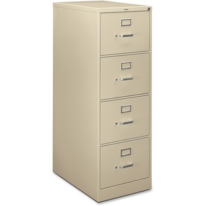 HON H320 Series Vertical File - 18.25" x 26.5" x 52" - Metal, Aluminum - 4 x File Drawer(s) - Legal - Rust Resistant, Security Lock - Putty