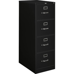 HON H320 Series Vertical File - 18.25" x 26.5" x 52" - Metal, Aluminum - 4 x File Drawer(s) - Legal - Rust Resistant, Security Lock - Black