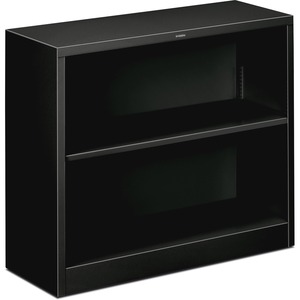 HON Metal Bookcase - 34.5" x 12.62" x 29" - Metal - 2 x Shelf(ves) - Black