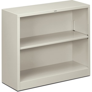 HON Metal Bookcase - 34.5" x 12.62" x 29" - Metal - 2 x Shelf(ves) - Light Gray