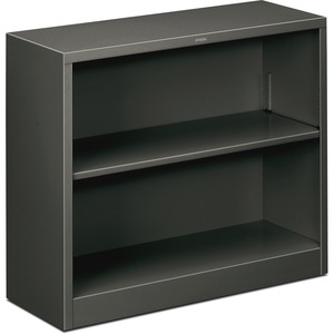 HON Metal Bookcase - 34.5" x 12.62" x 29" - Metal - 2 x Shelf(ves) - Rust Resistant - Charcoal